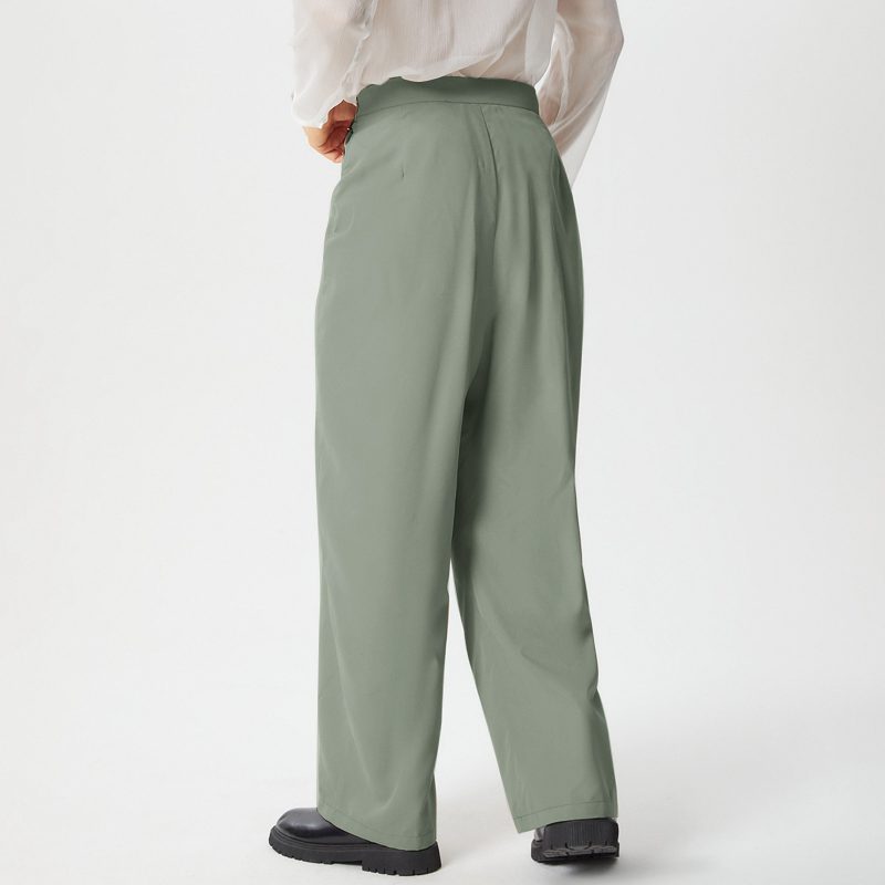 INCERUN Mens Deconstructed Ruched Design Pant Fashion Solid Color Casual Long Trousers with Side Zipper Large Size for Men S-5XL