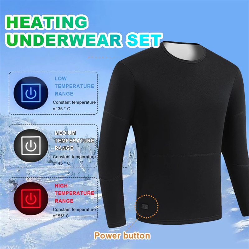 HD-30 Heating Underwear Pant Set Thermal Long Sleeves Trousers Men Women Heated Suit USB Electric Thermal Underwear for Winter