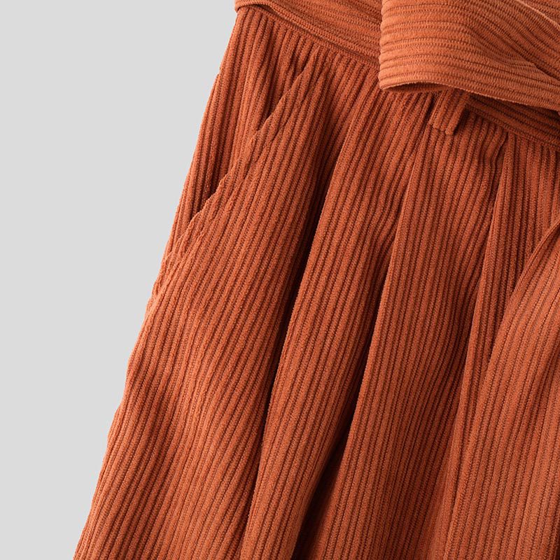 INCERUN Mens Corduroy Textured Loose-Fit Long Pant Fashion Solid Color Peplum Trousers for Men