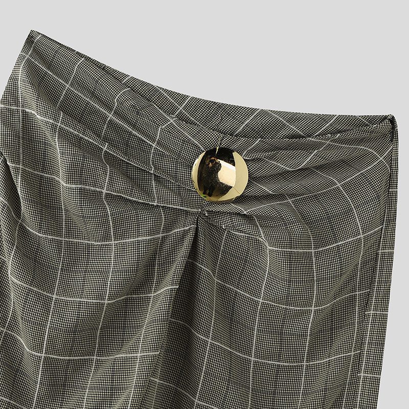 INCERUN Mens Twist Design Casual Long Pant Fashion Retro Striped Loose Fit Straight Trousers for Men