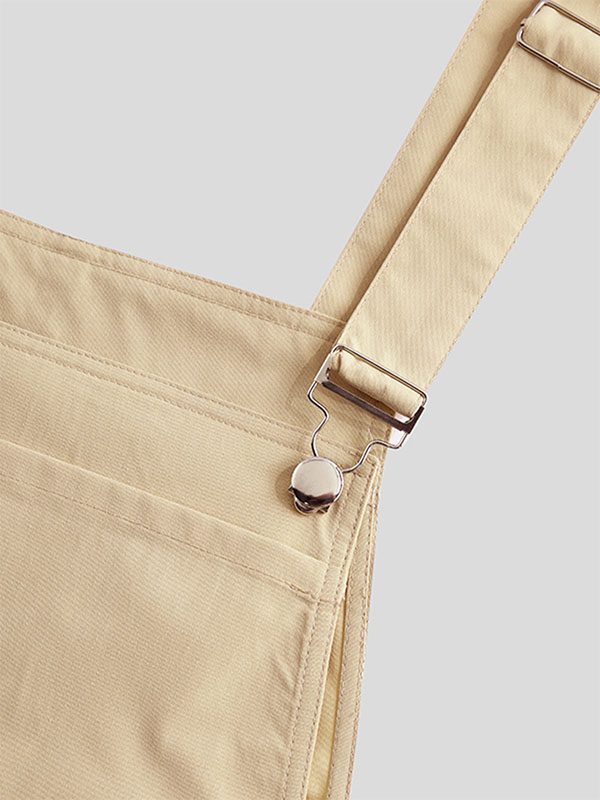 INCERUN Men Bib Pants Solid Color Jumpsuits Multi Pockets Casual Suspenders Cargo Overalls Fashion Men Jumpsuit S-5XL