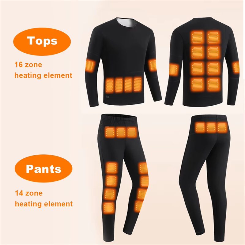 HD-30 Heating Underwear Pant Set Thermal Long Sleeves Trousers Men Women Heated Suit USB Electric Thermal Underwear for Winter