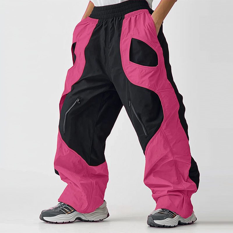 INCERUN Mens Color-Block Spliced Design Pant Fashion Elastic Waist Loose Fit Pants