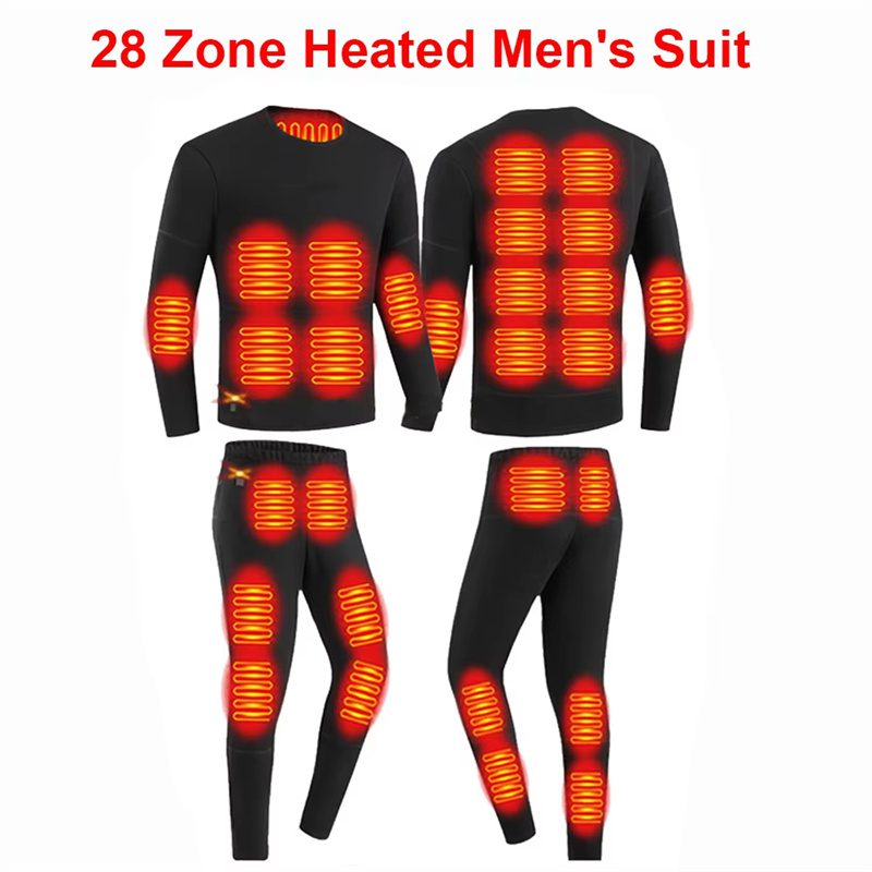 HD-28 Heating Underwear Pant Set Thermal Long Sleeves Trousers Men Women Heated Suit USB Electric Thermal Underwear for Winter