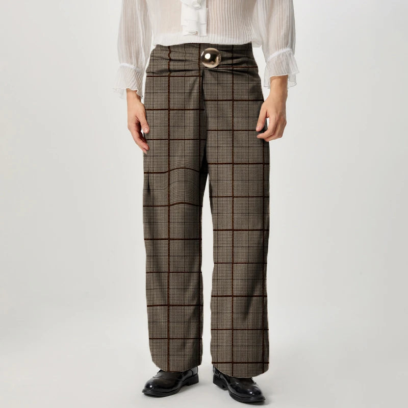 INCERUN Mens Twist Design Casual Long Pant Fashion Retro Striped Loose Fit Straight Trousers for Men