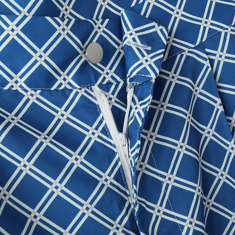 INCERUN Mens Diamond Print High-Waist Pant Fashion Solid Color Loose Fit Straight Trousers with Side Pockets