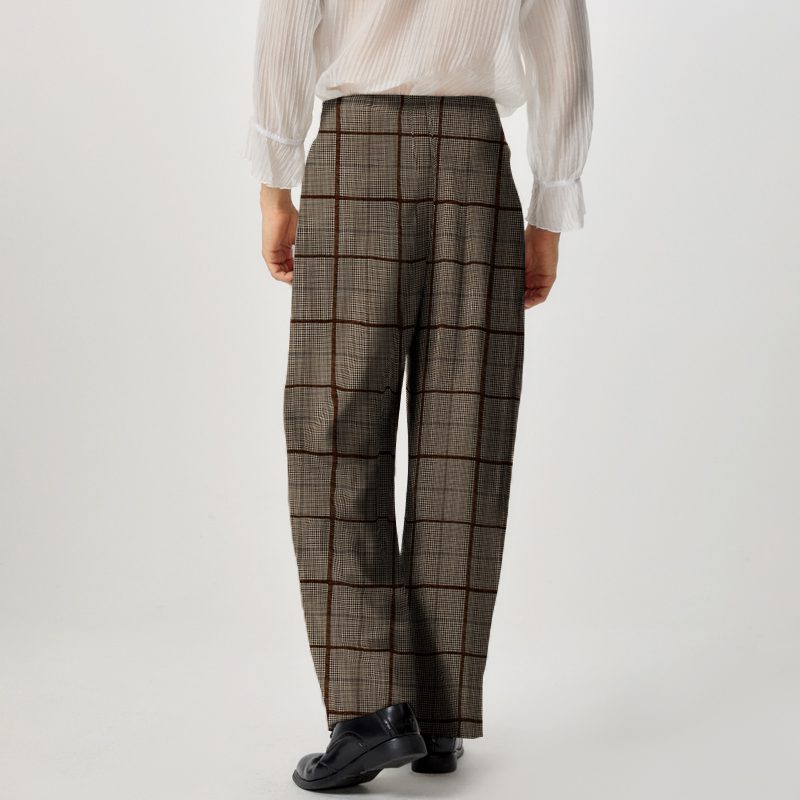 INCERUN Mens Twist Design Casual Long Pant Fashion Retro Striped Loose Fit Straight Trousers for Men