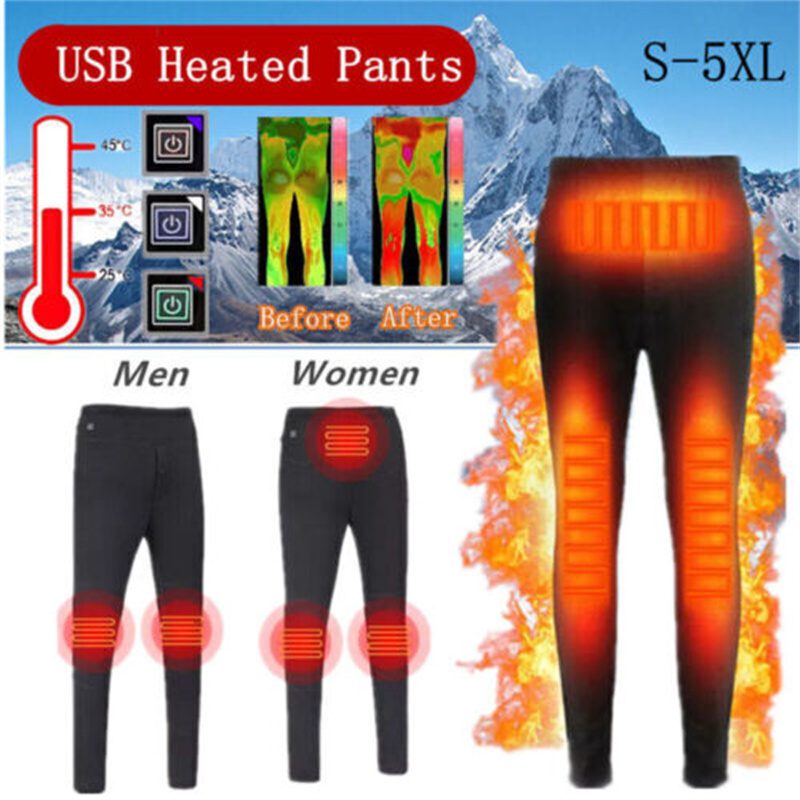 HD-02B Heating Underwear Pant Set Fleece Lined Thermal Long Sleeves Trousers Men Women Heated Suit USB Electric Thermal Underwear for Winter