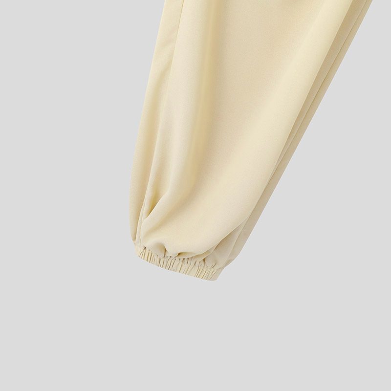 INCERUN Mens Ruffle Design Casual Pant Elastic Waisted Trousers Daily Solid Color Fashion Pants Loose-fitting