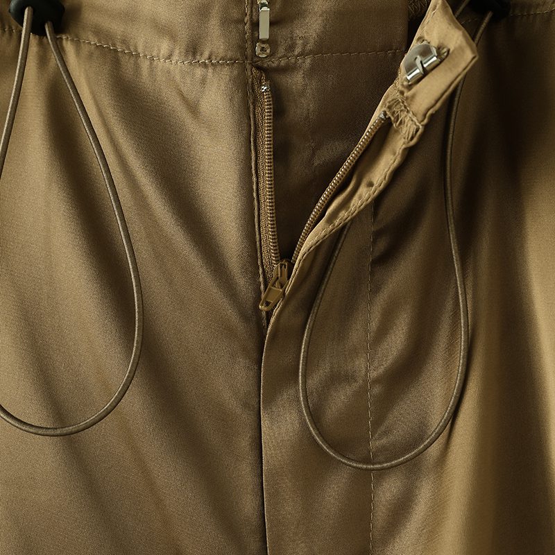 INCERUN Mens Satin Ruched Design Casual Pant Fashion Solid Color Loose Fit Straight Trousers