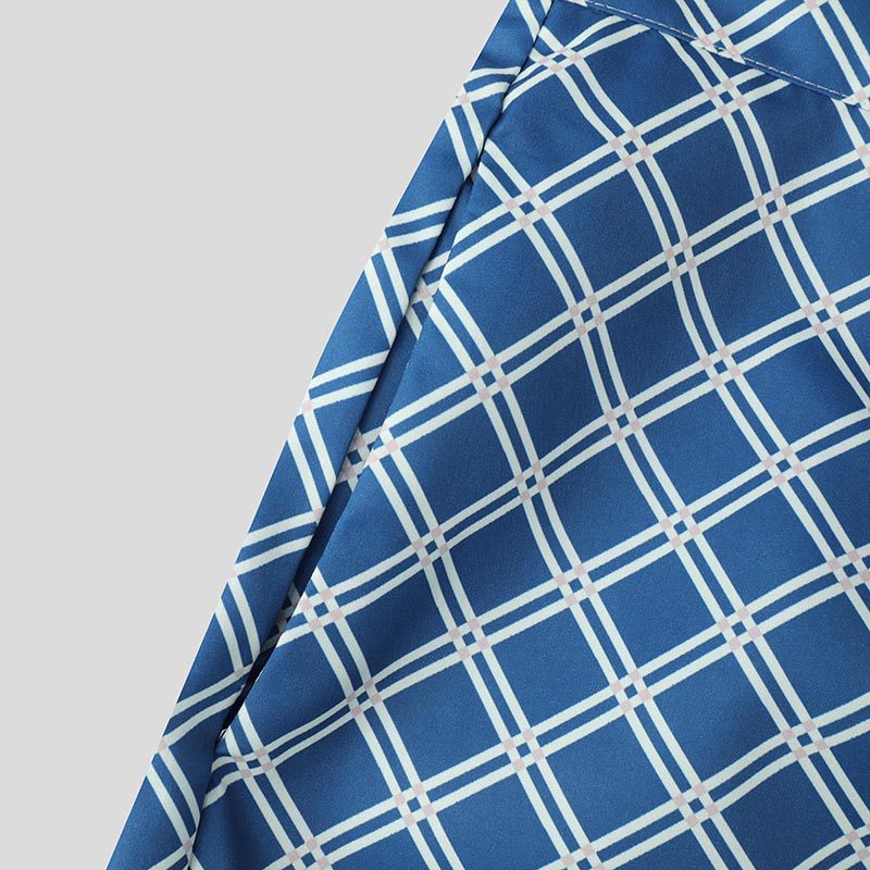 INCERUN Mens Diamond Print High-Waist Pant Fashion Solid Color Loose Fit Straight Trousers with Side Pockets