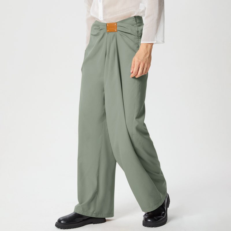 INCERUN Mens Deconstructed Ruched Design Pant Fashion Solid Color Casual Long Trousers with Side Zipper Large Size for Men S-5XL