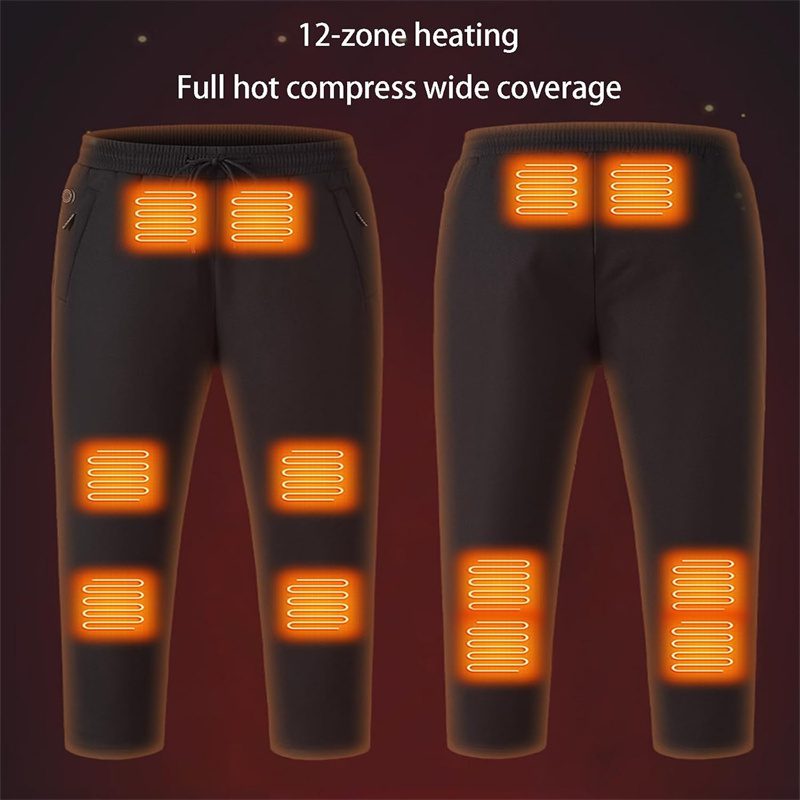 HP-12 Heated Pants 12 Heating Zone 3 Temperature Adjustment Casual Pants Thickening Winter Warm Electric Heating Trouser for Men Women