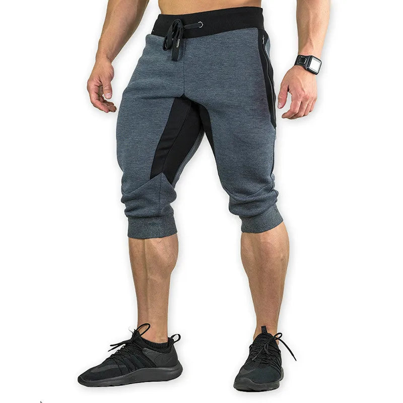 Breathable Men’s Capri Shorts – 3/4 Cotton Jogger with Three Pockets