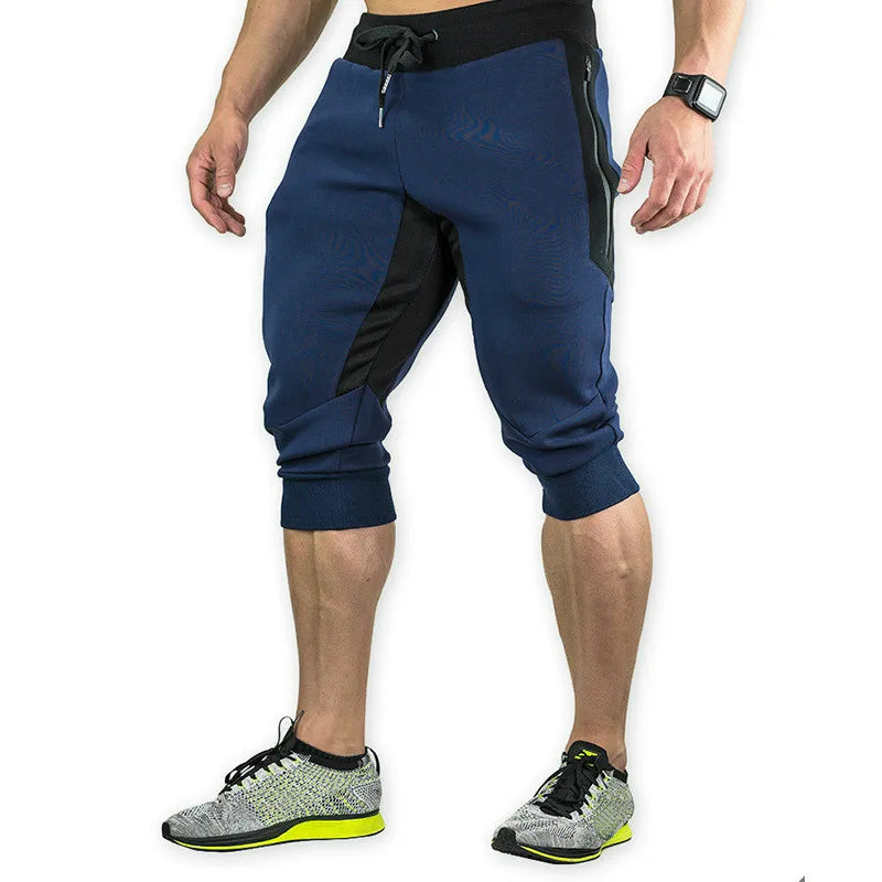 Breathable Men’s Capri Shorts – 3/4 Cotton Jogger with Three Pockets