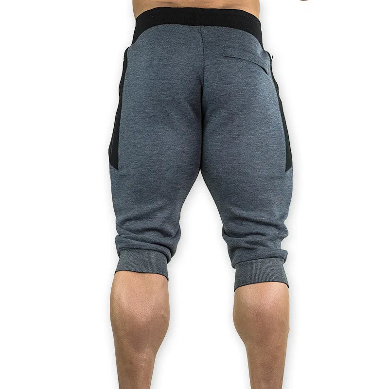 Breathable Men’s Capri Shorts – 3/4 Cotton Jogger with Three Pockets