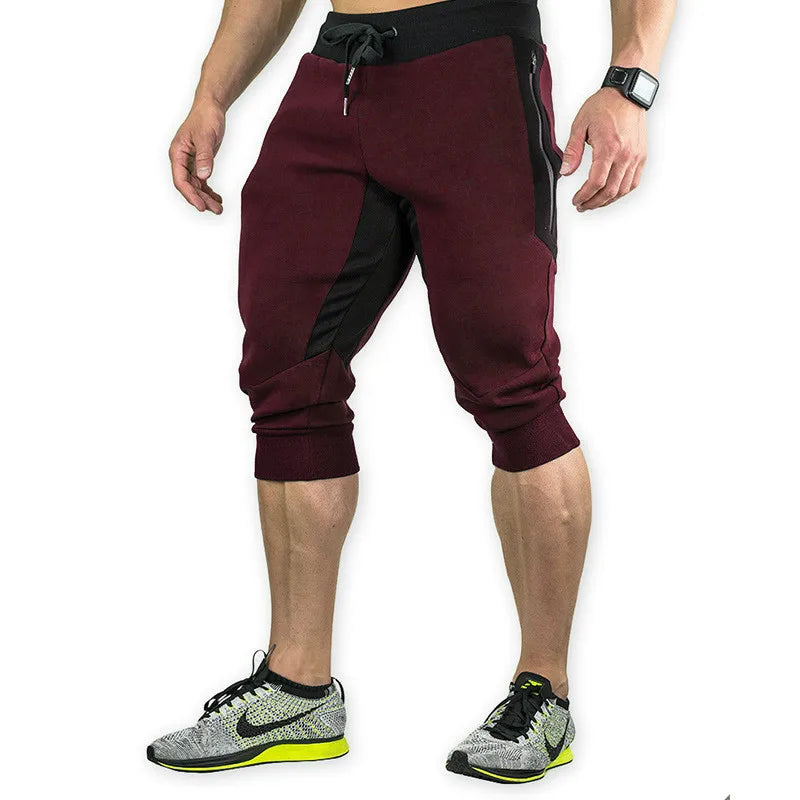 Breathable Men’s Capri Shorts – 3/4 Cotton Jogger with Three Pockets