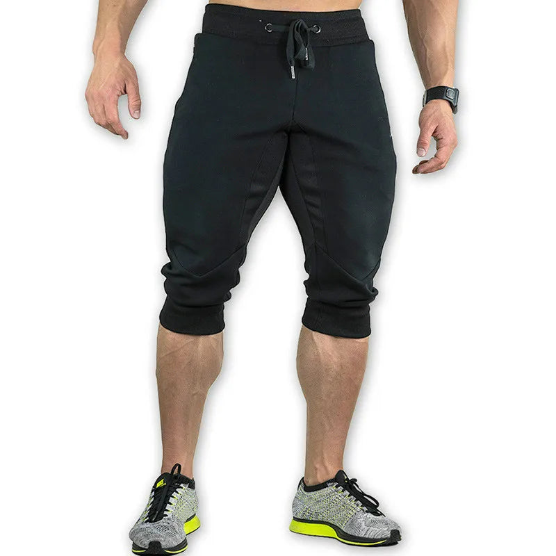 Breathable Men’s Capri Shorts – 3/4 Cotton Jogger with Three Pockets